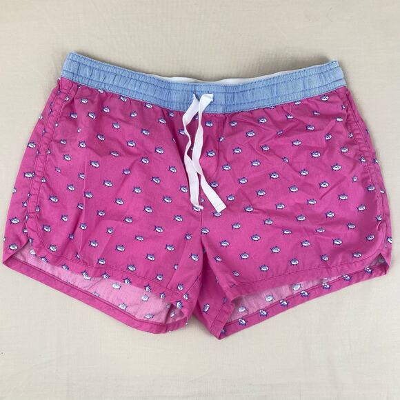 Southern Tide Preppy Drawstring Sleep Lounge Shorts Fish Pink Blue Size Medium - Picture 1 of 8
